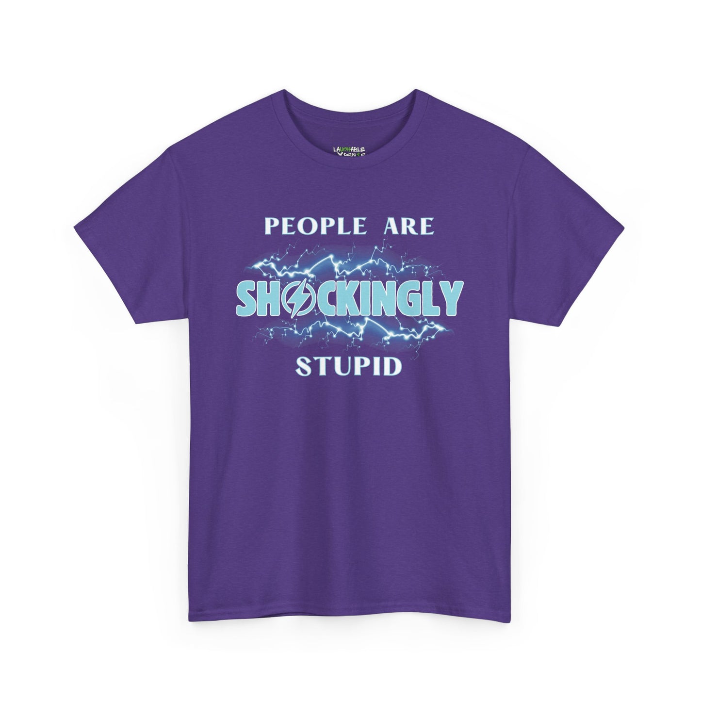funny t-shirt saying people are shockingly stupid - funny t-shirts for women - purple t-shirt - laughable-xpense.com