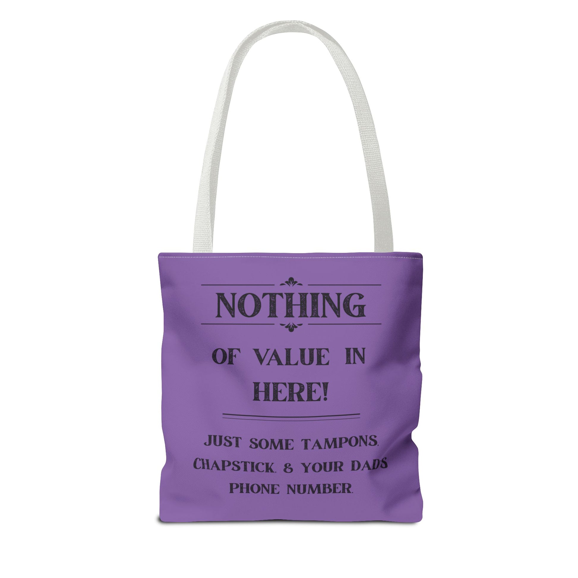 women's tote bag - purple bag-white handle - funny women's bag - laughable-xpense.com