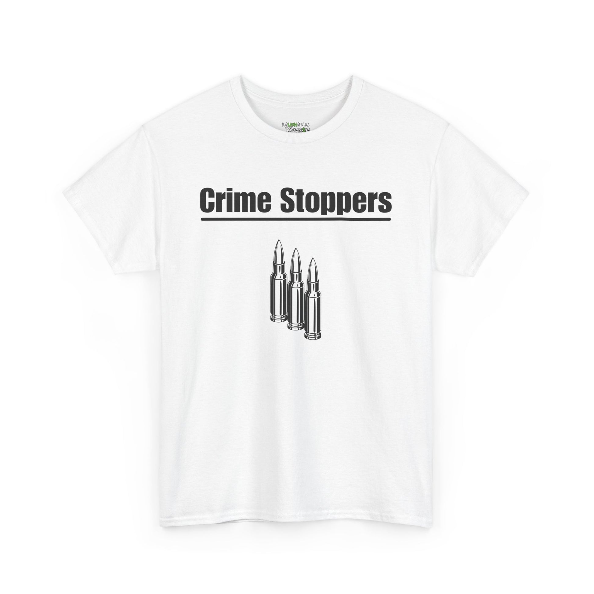 funny offensive shirts - crime stoppers t-shirt - white t-shirt - laughable-xpense.com