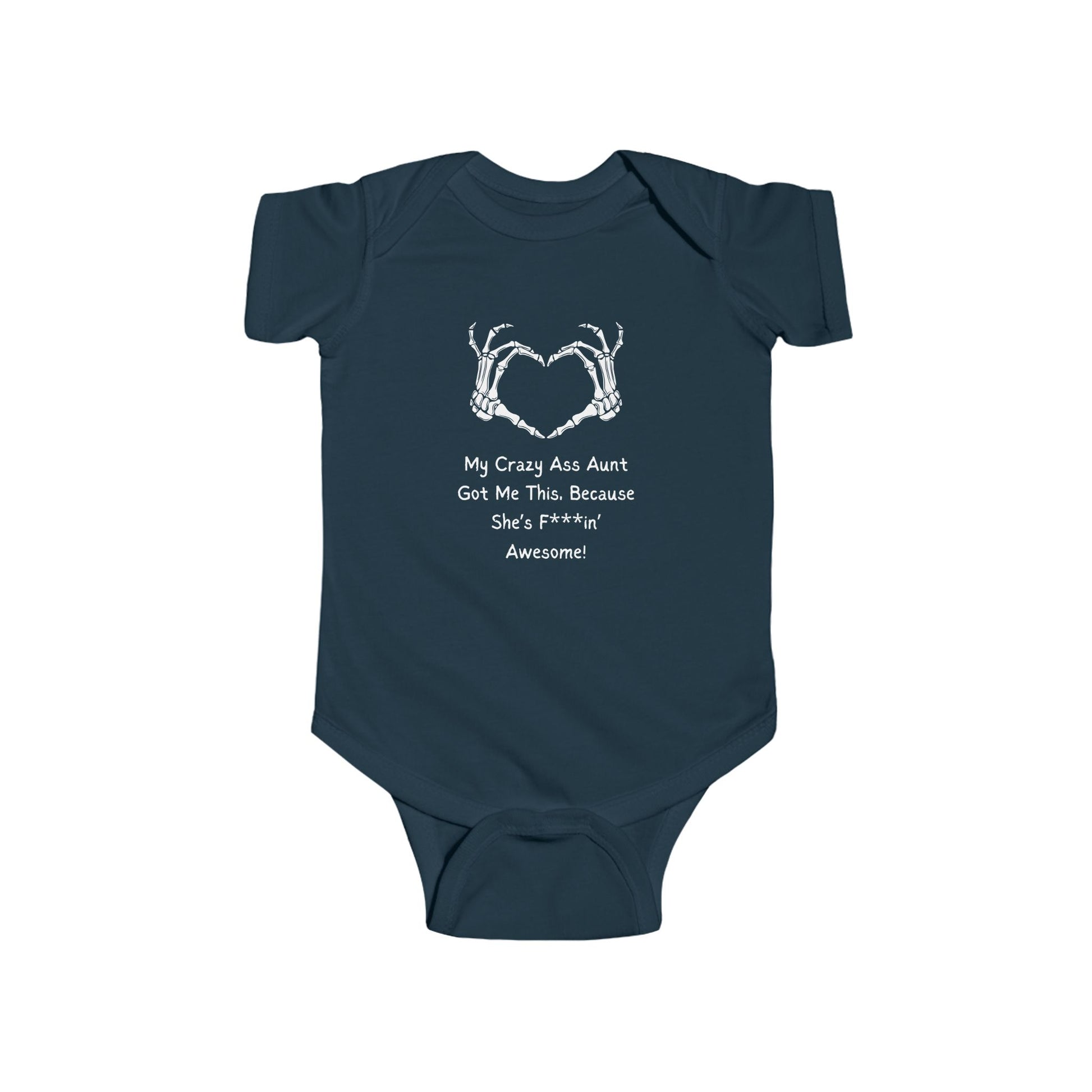 funny baby onesie crazy aunt got me this - bodysuit - funny baby clothes - navy onesie - laughable-xpense.com