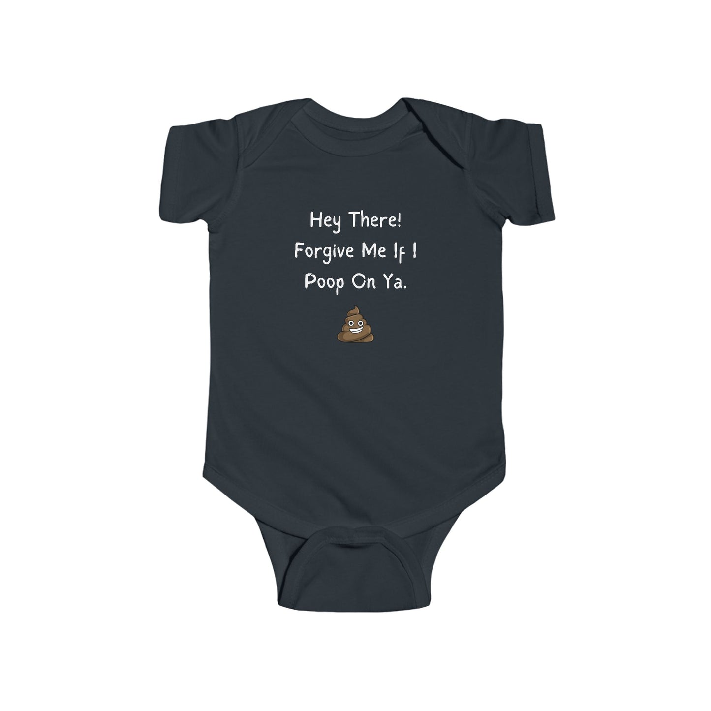 funny baby onesie that says forgive me if I poop on ya - baby bodysuit - funny baby clothes - black onesie - laughable-xpense.com